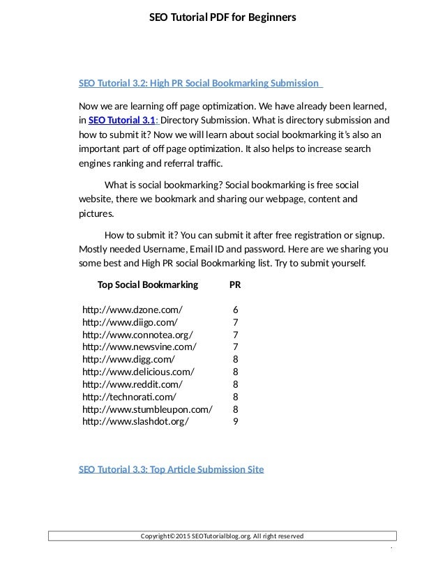 Seo Tutorial For Beginners Pdf